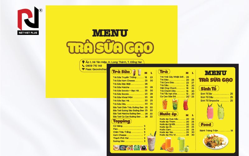 Công ty thiết kế in ấn menu Nét Việt